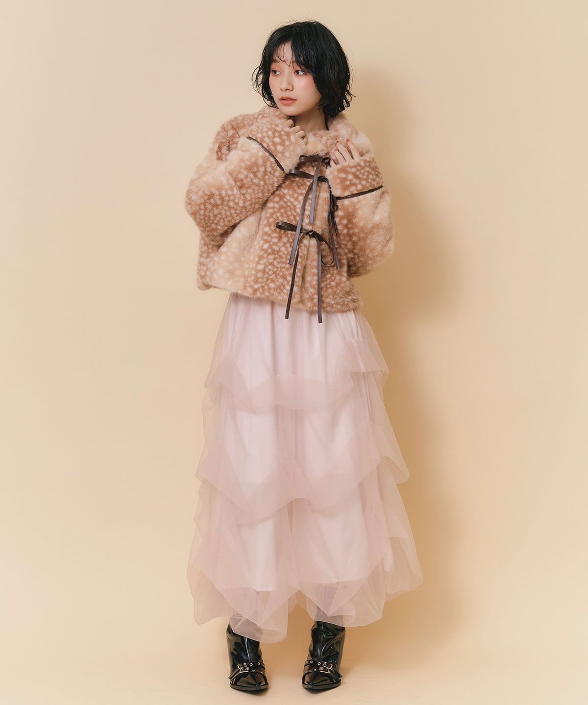 【オンライン限定カラー】トリプルリボンボアショートジャケット