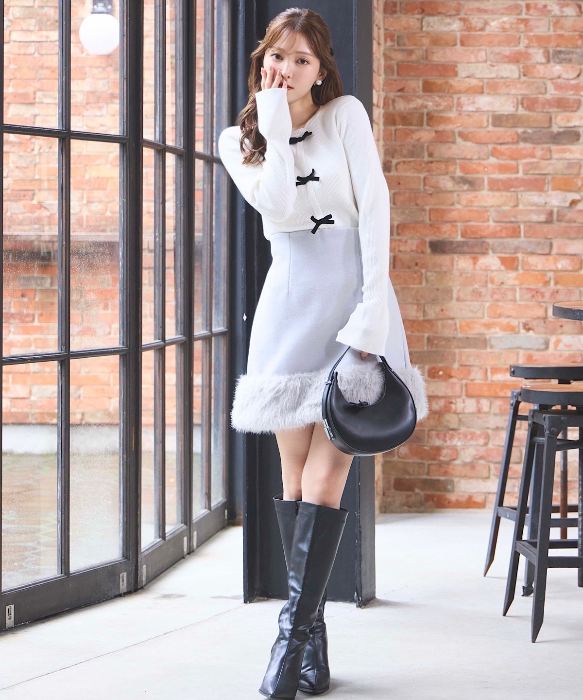 ヘムファー台形ミニスカート