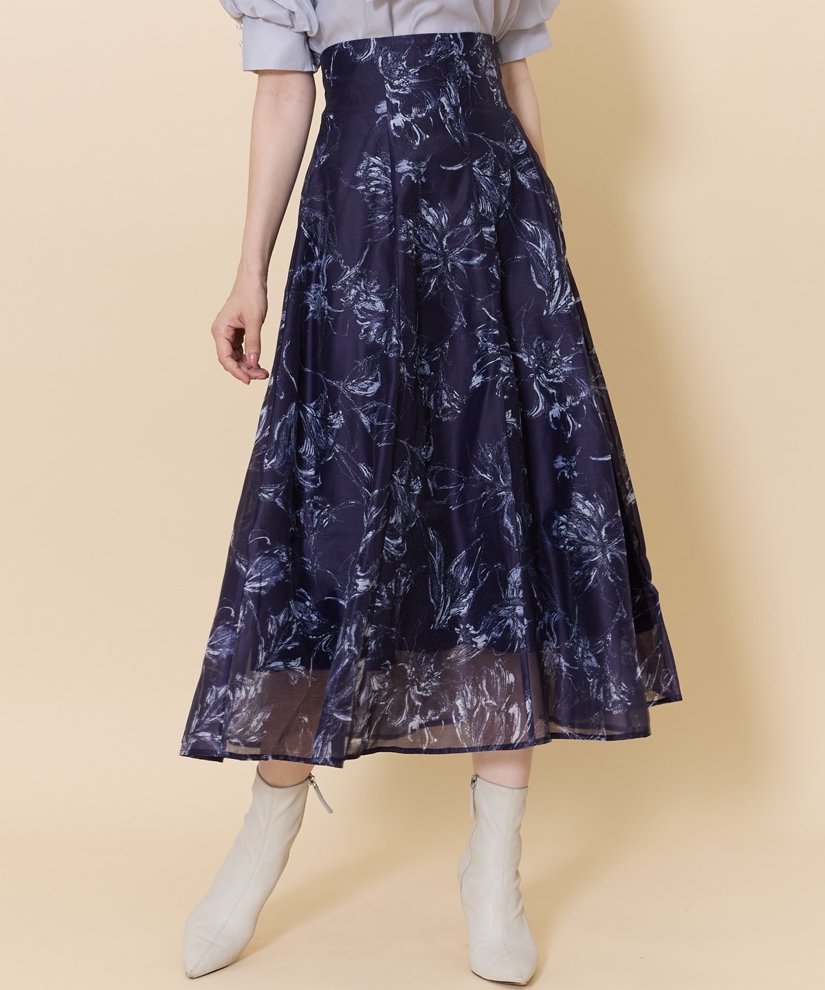 オリジナルシアースモーキーフラワーフレアスカート