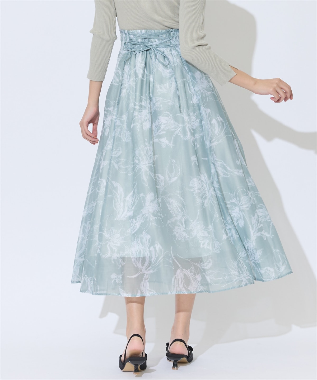 オリジナルシアースモーキーフラワーフレアスカート