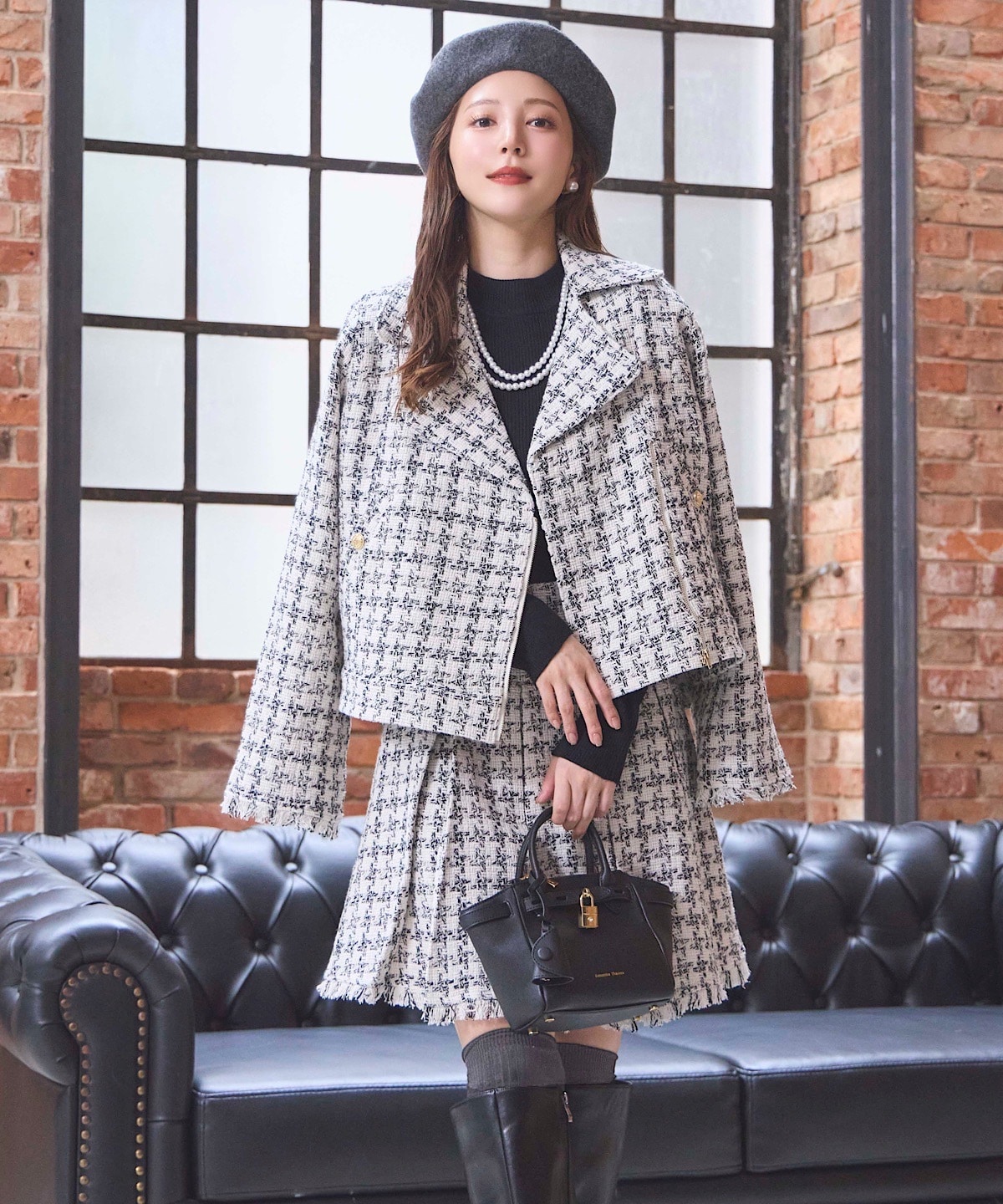 千鳥MIXツイードブルゾン