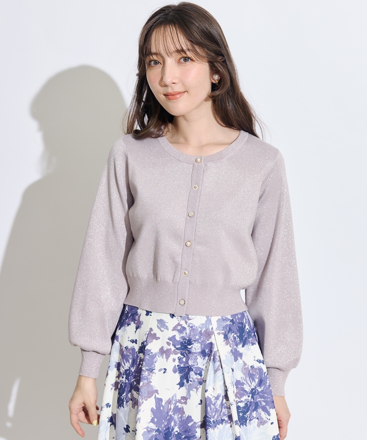 ベーシックマルチボタンラメニットカーディガン