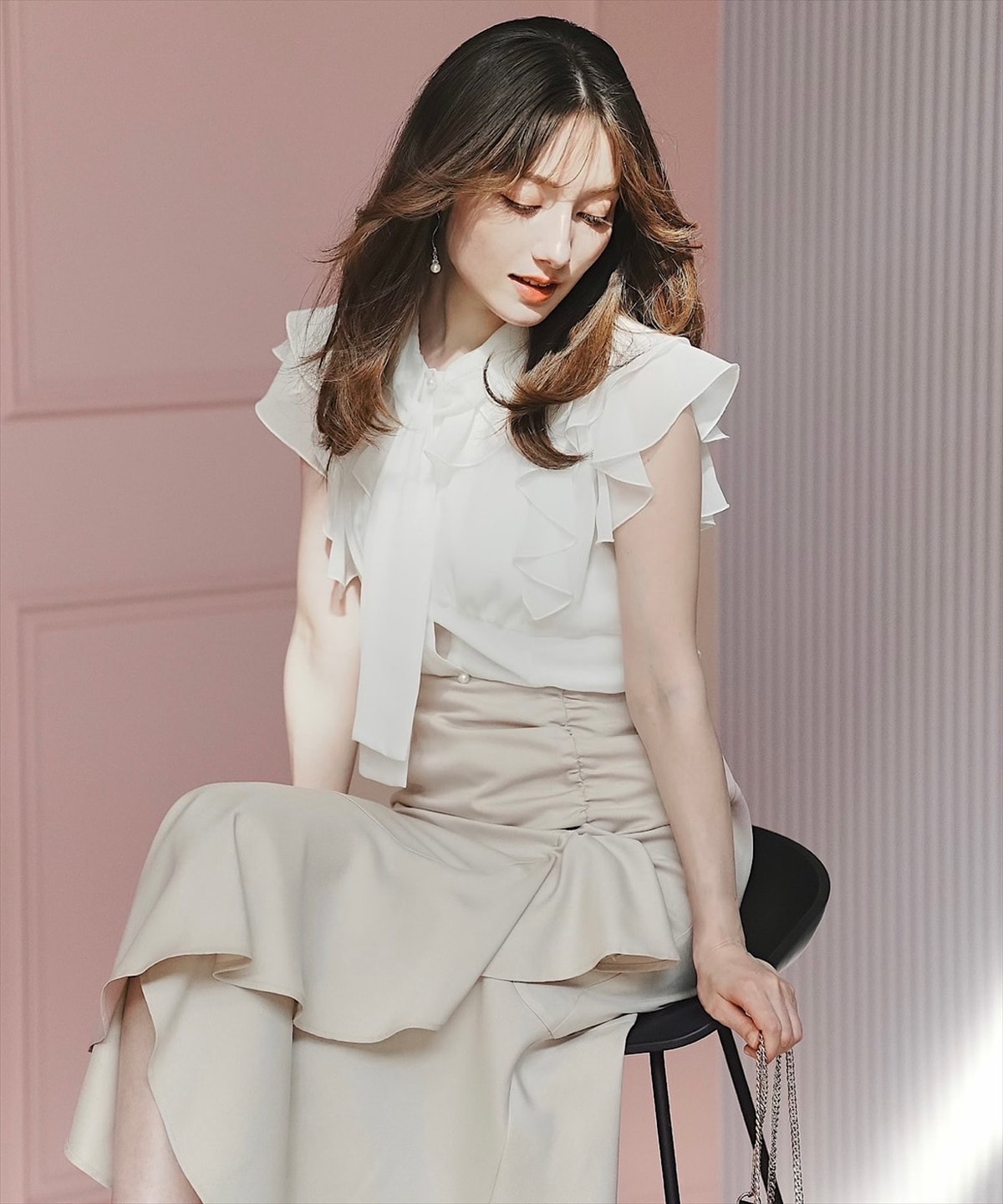 シャーリングフリルマーメイドスカート