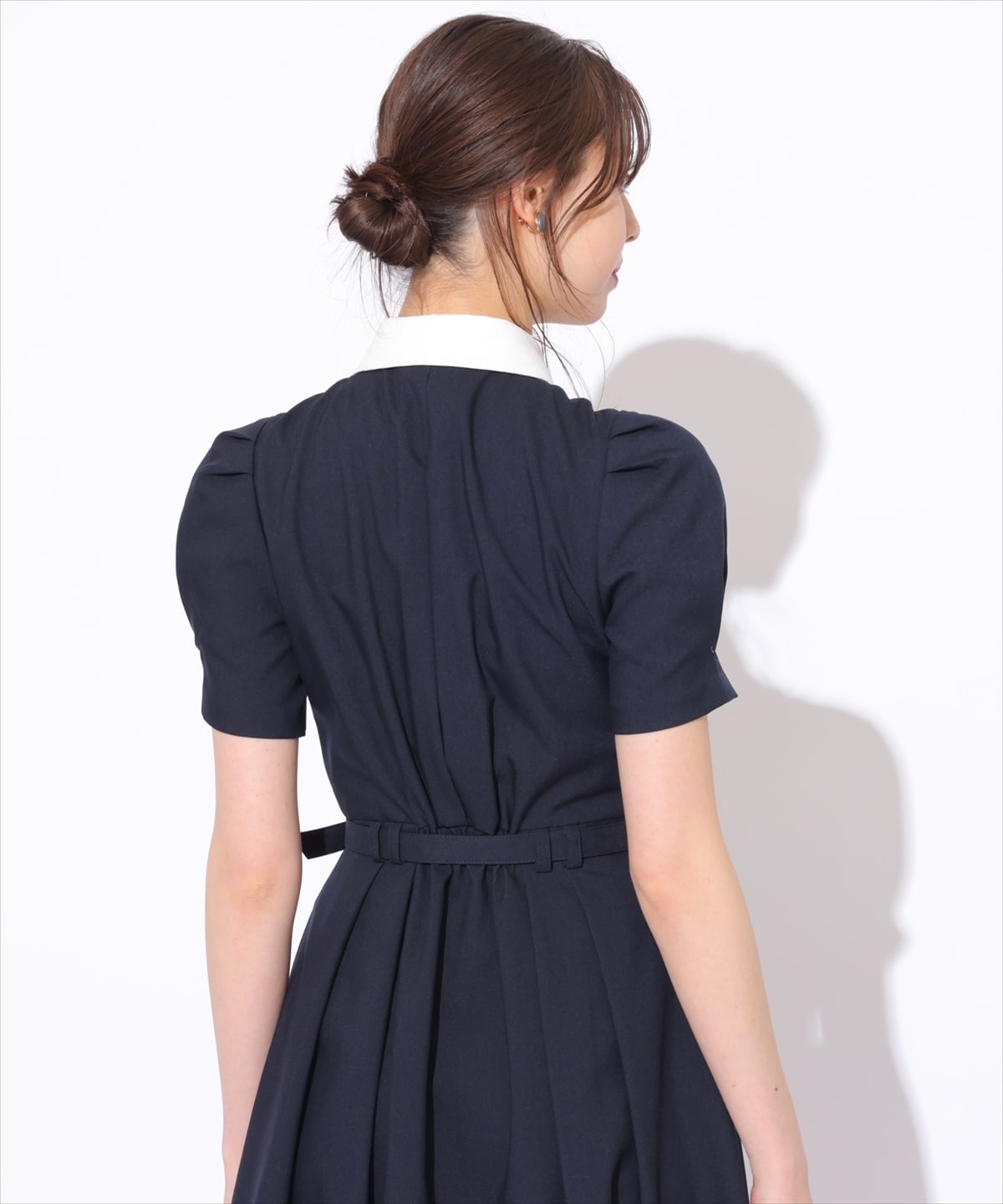 サマーツイードバイカラー衿ハーフスリーブワンピース