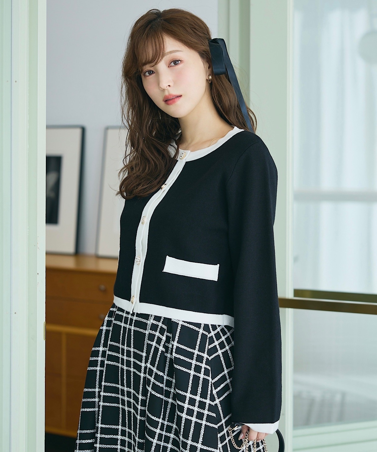 バイカラーマルチボタンニットジャケット