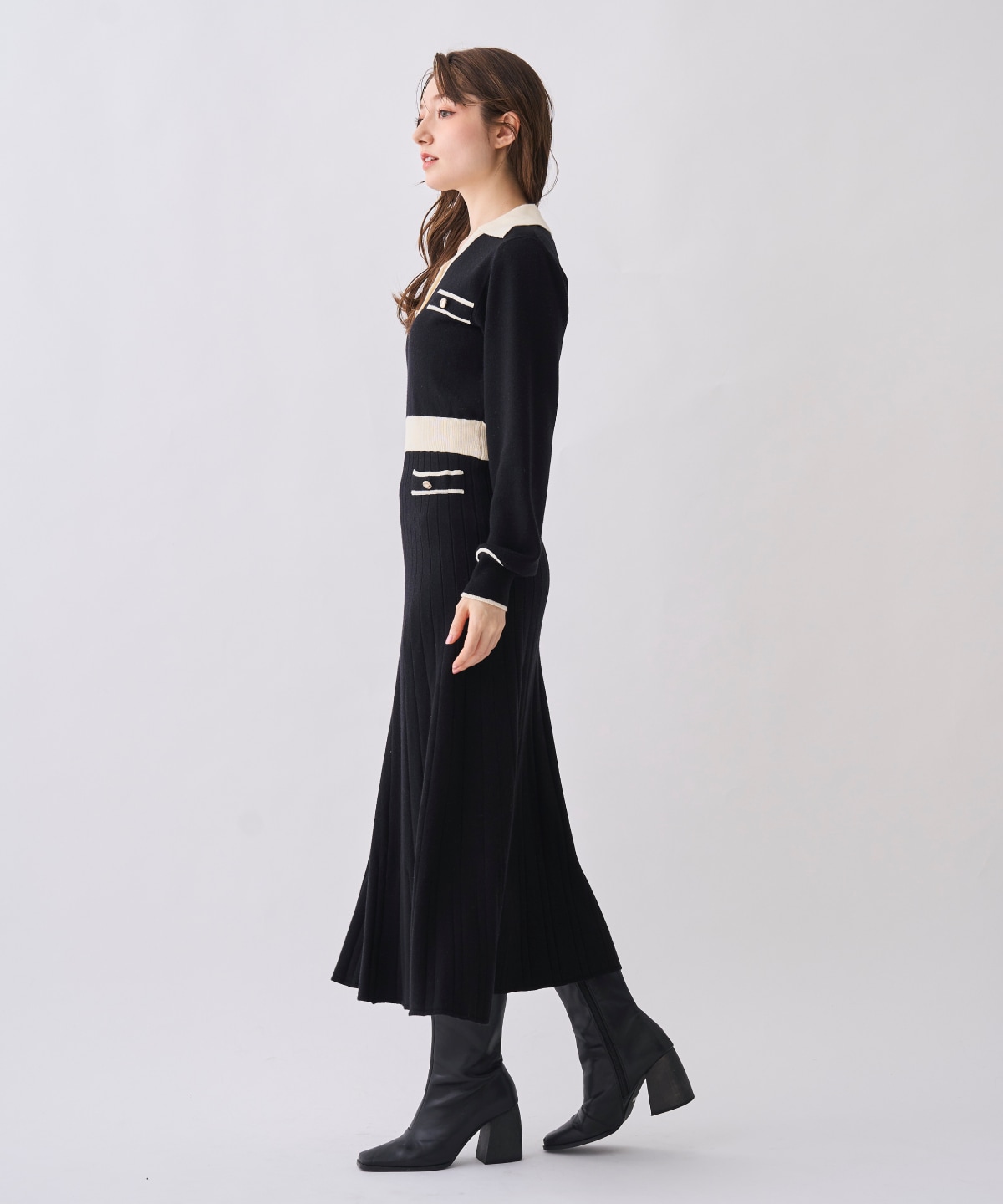 【12/5(Fri)発売開始】配色ポロニットワンピース