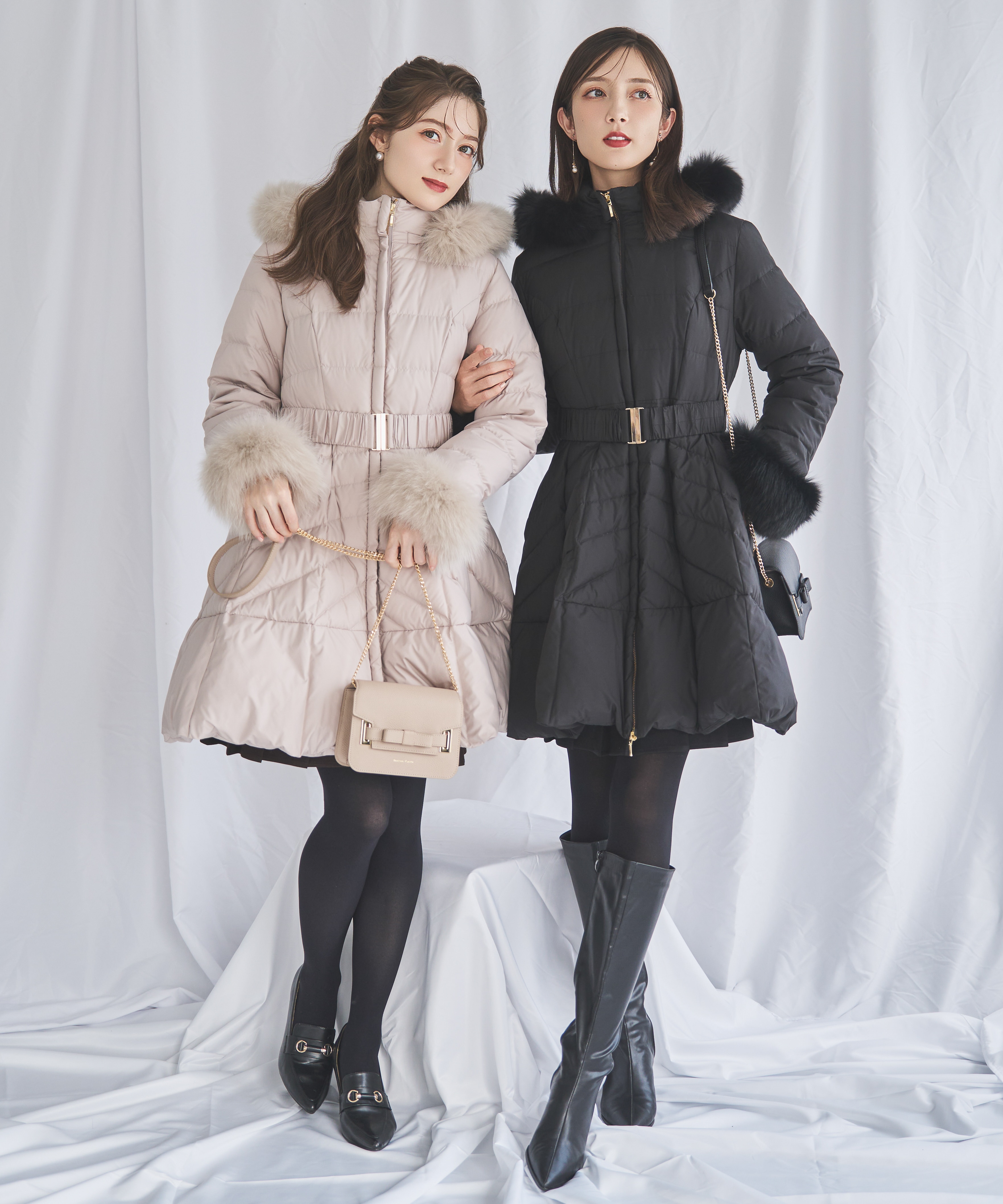 ◇美品◇ スウィングル FOXファー付ドレスダウンコート ブラック Sサイズ スウィングル SWINGLE FOXファー付ドレスダウンコート