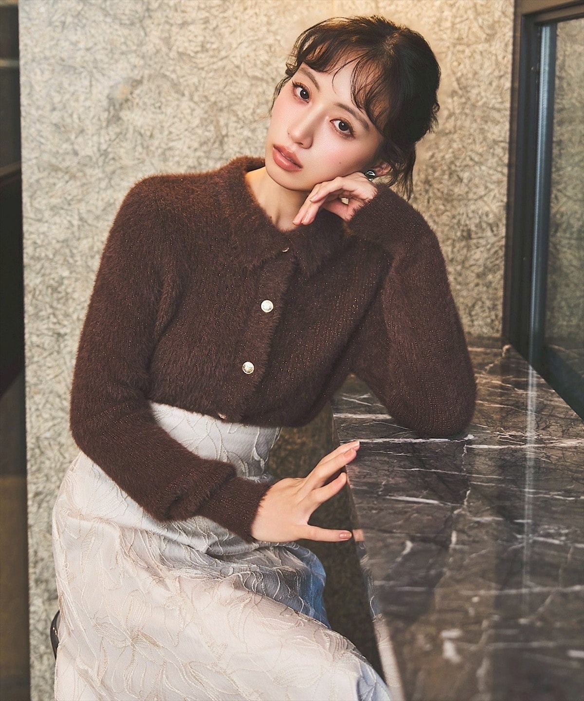 襟付きラメカーディガン