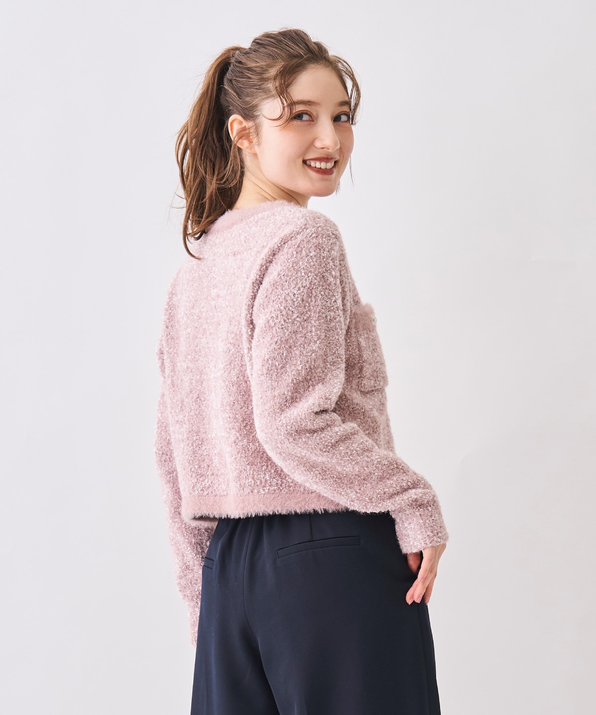 【12/5(Fri)発売開始】ノーカラーフェザーカーディガン