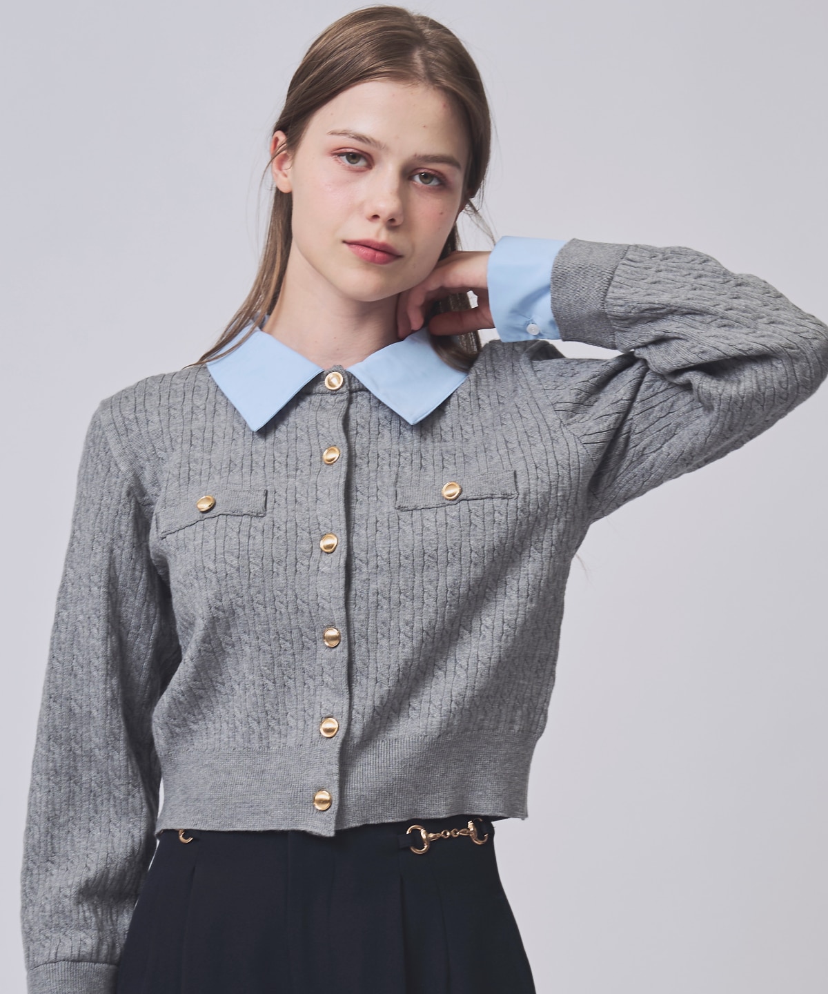 【NEW YEAR SPECIAL ITEM】レイヤードケーブルニットカーディガン