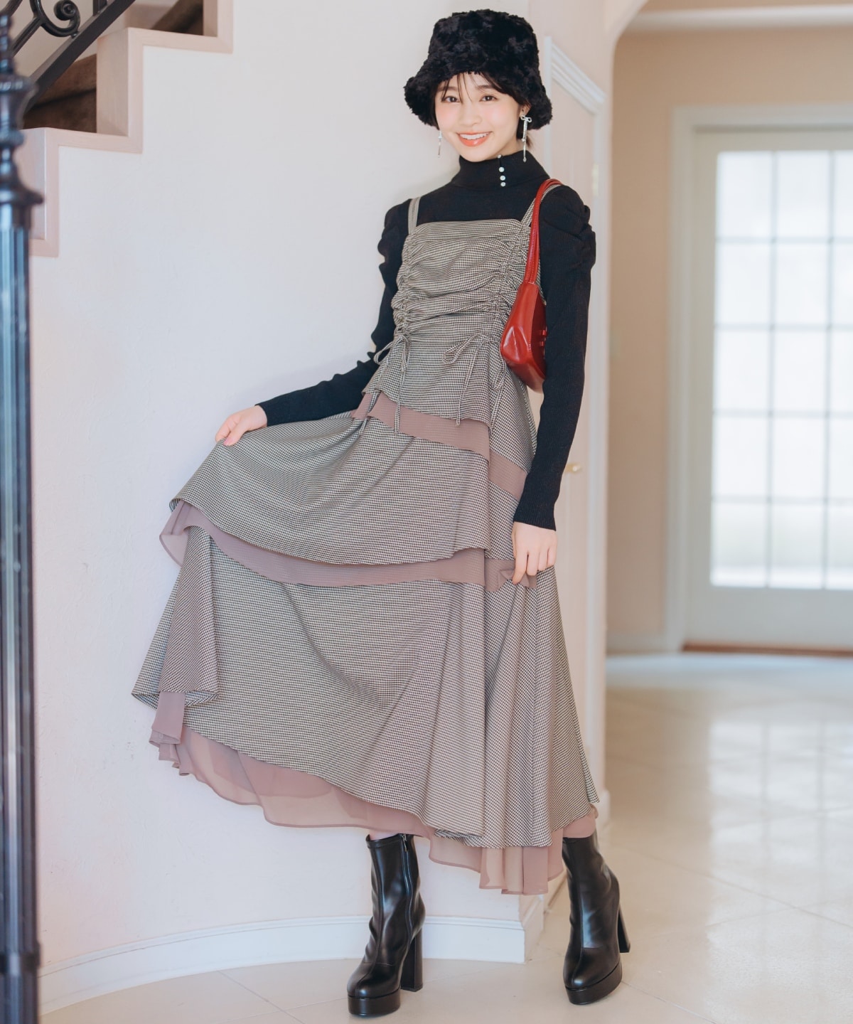 ティアードギャザーキャミワンピース