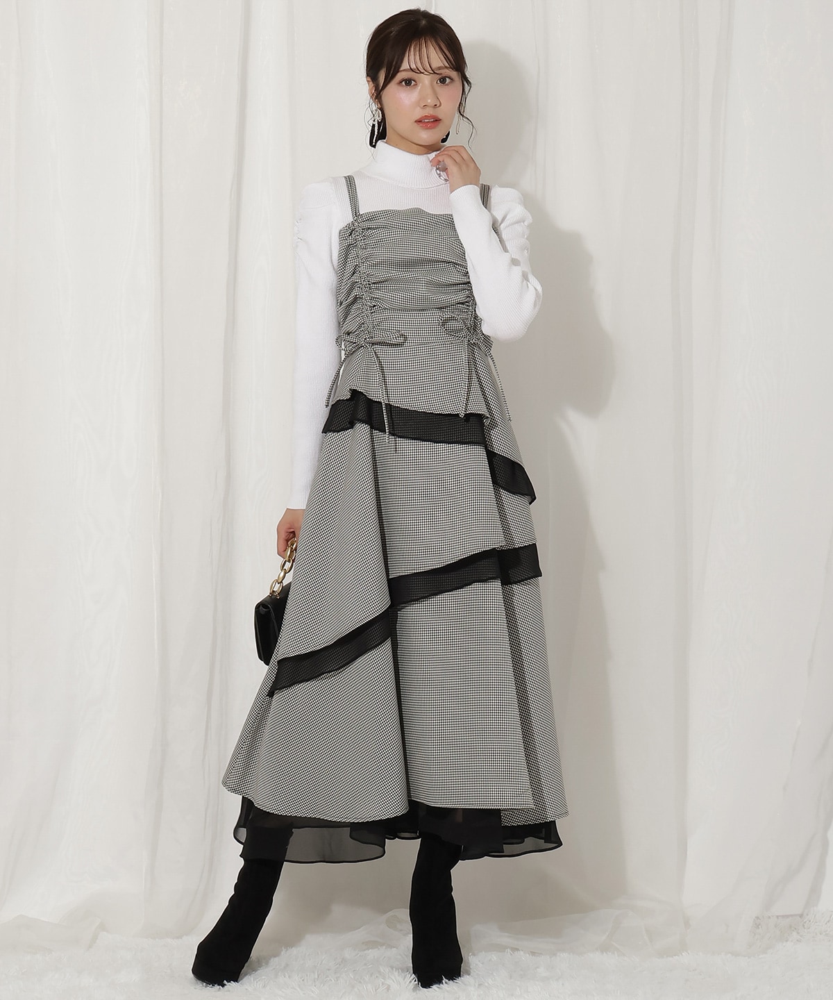 ティアードギャザーキャミワンピース