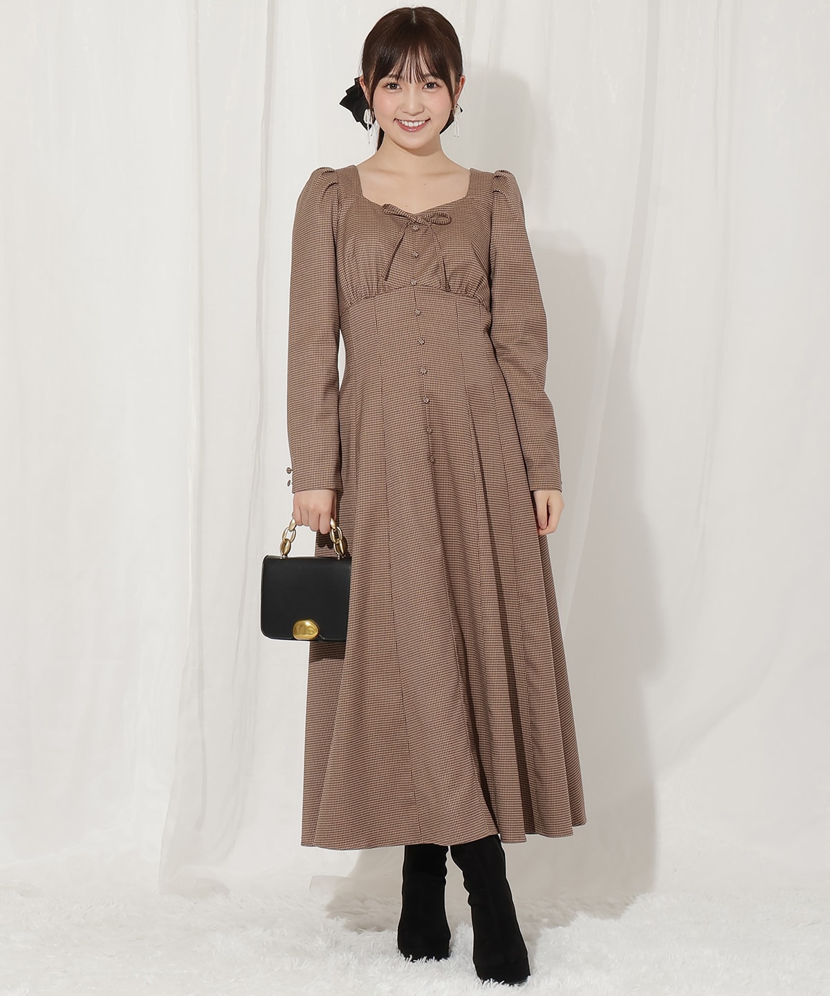 フロントボタンワンピース