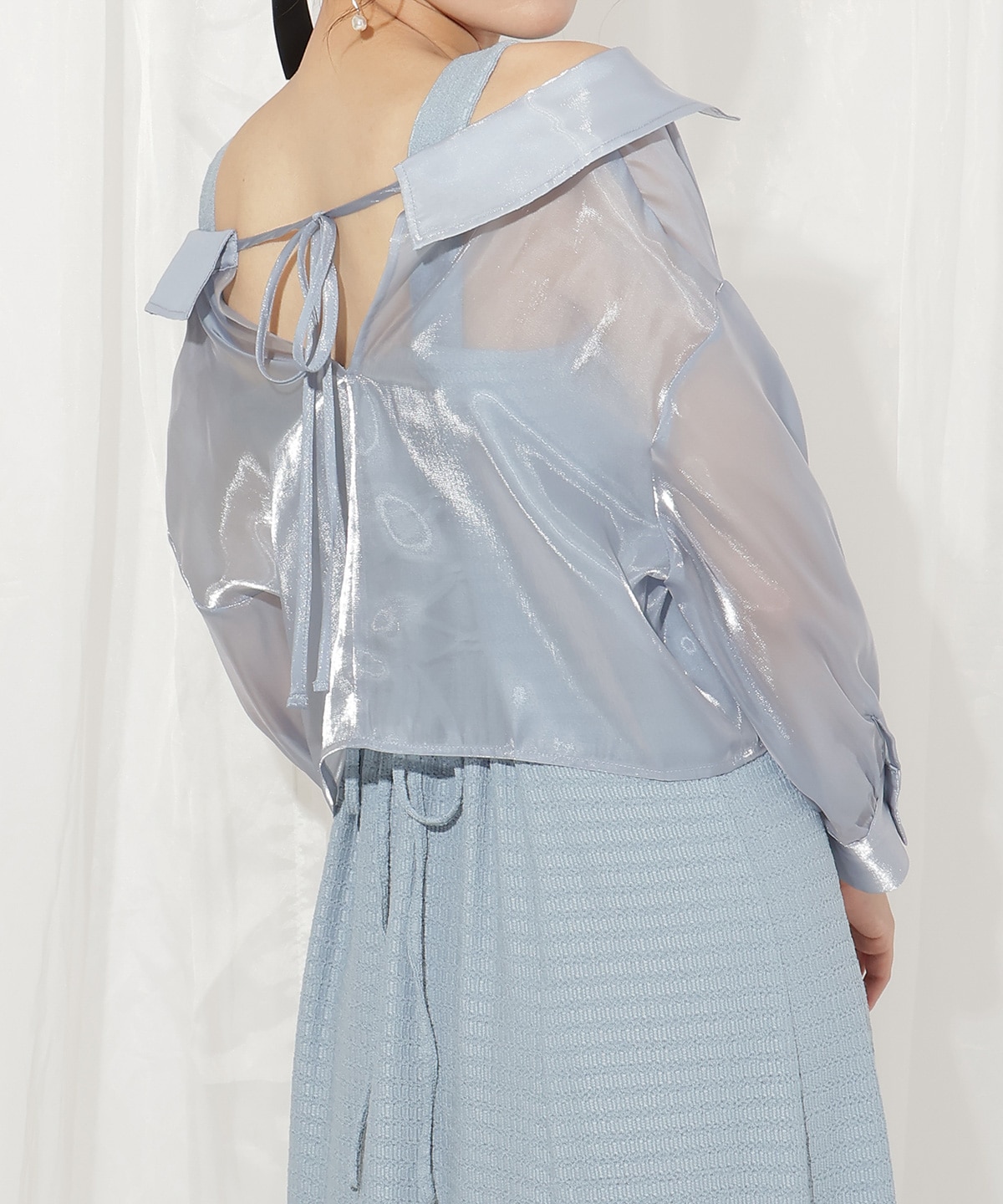 シアーブラウス×カットソーマーメイドワンピース