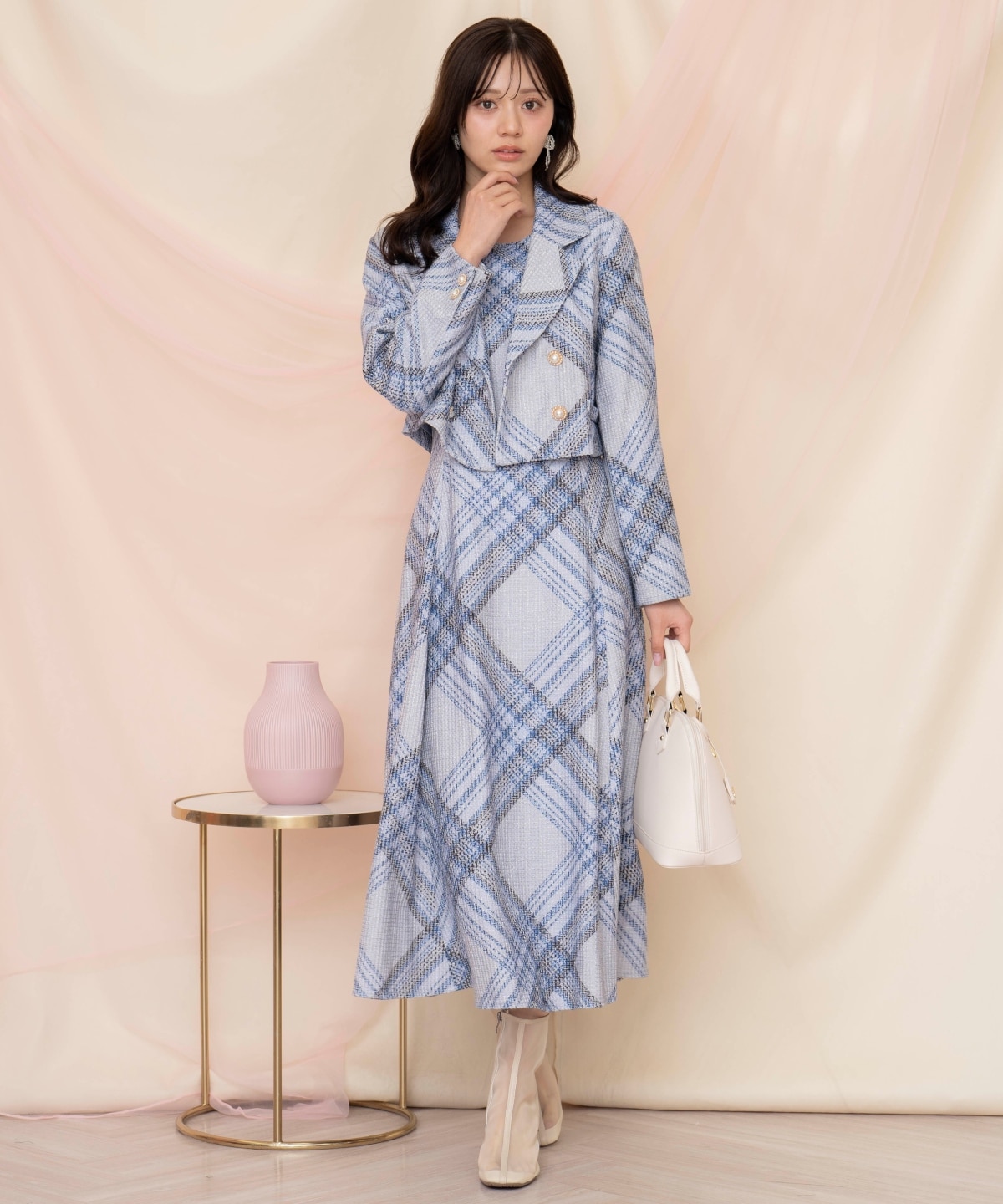 ツイードチェックショートジャケット