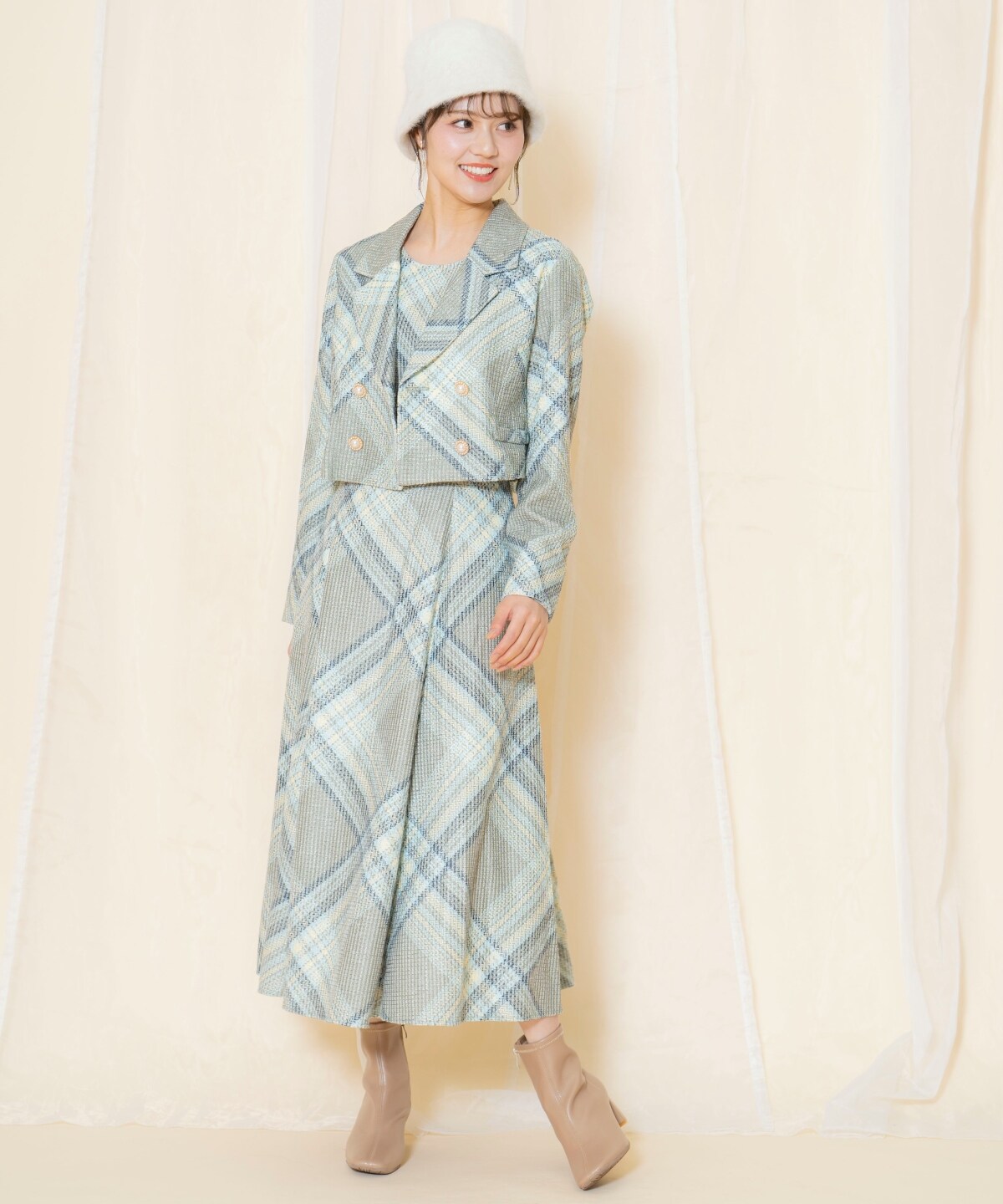 ツイードチェックショートジャケット