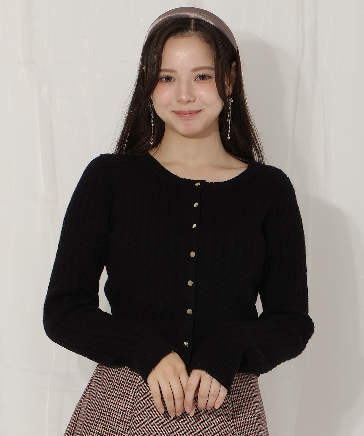 ファーカフスケーブルカーディガン