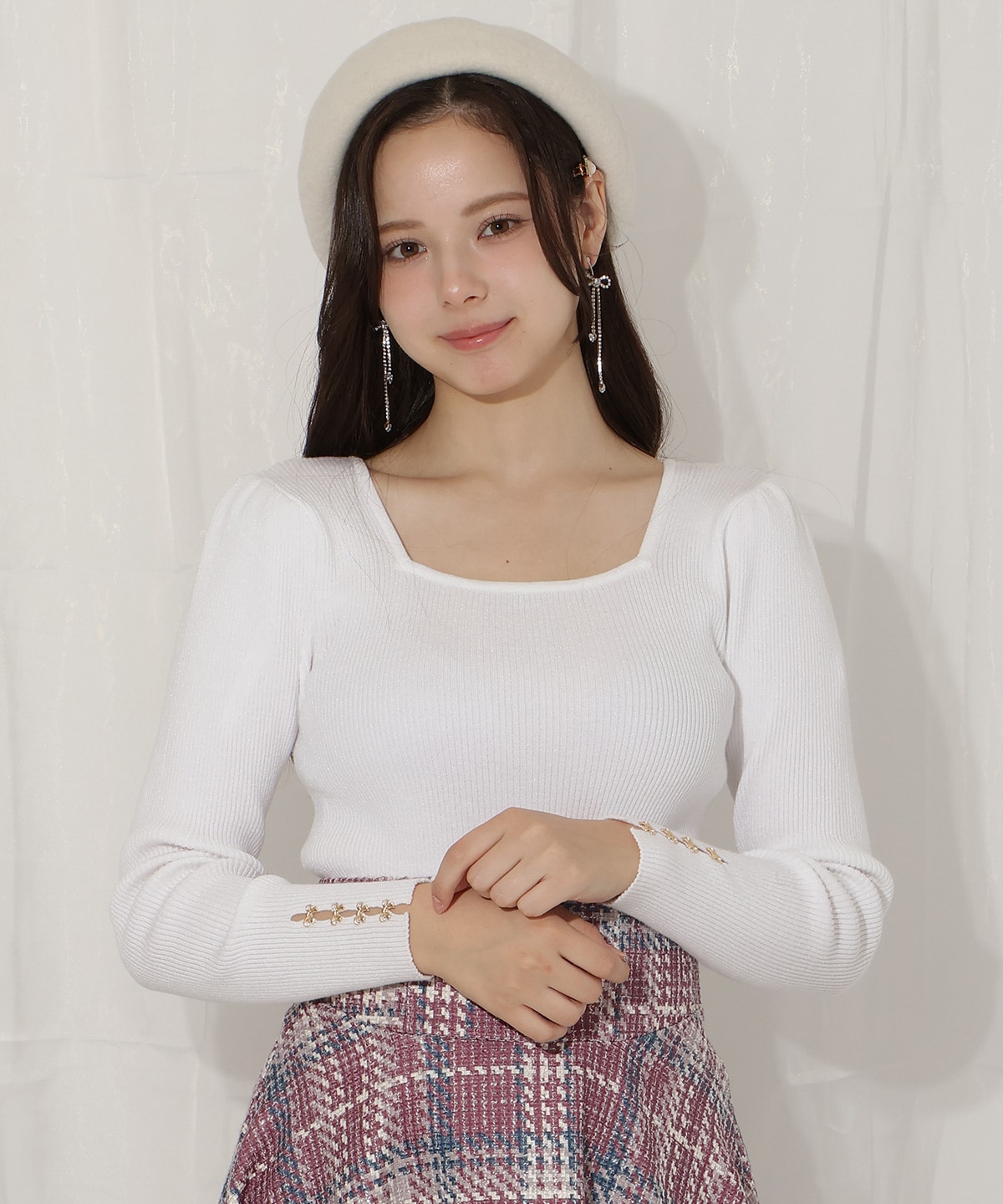 リボンスリーブ2WAYラメニット