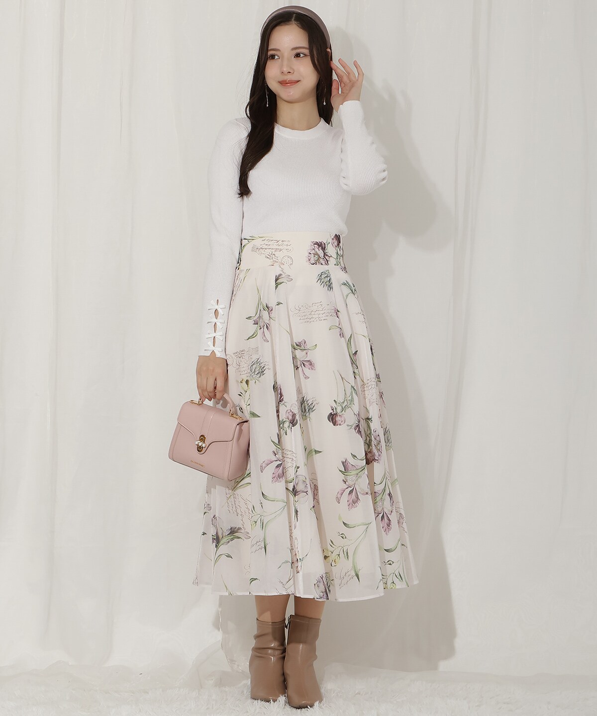 ビッグリボンシアーフラワースカート