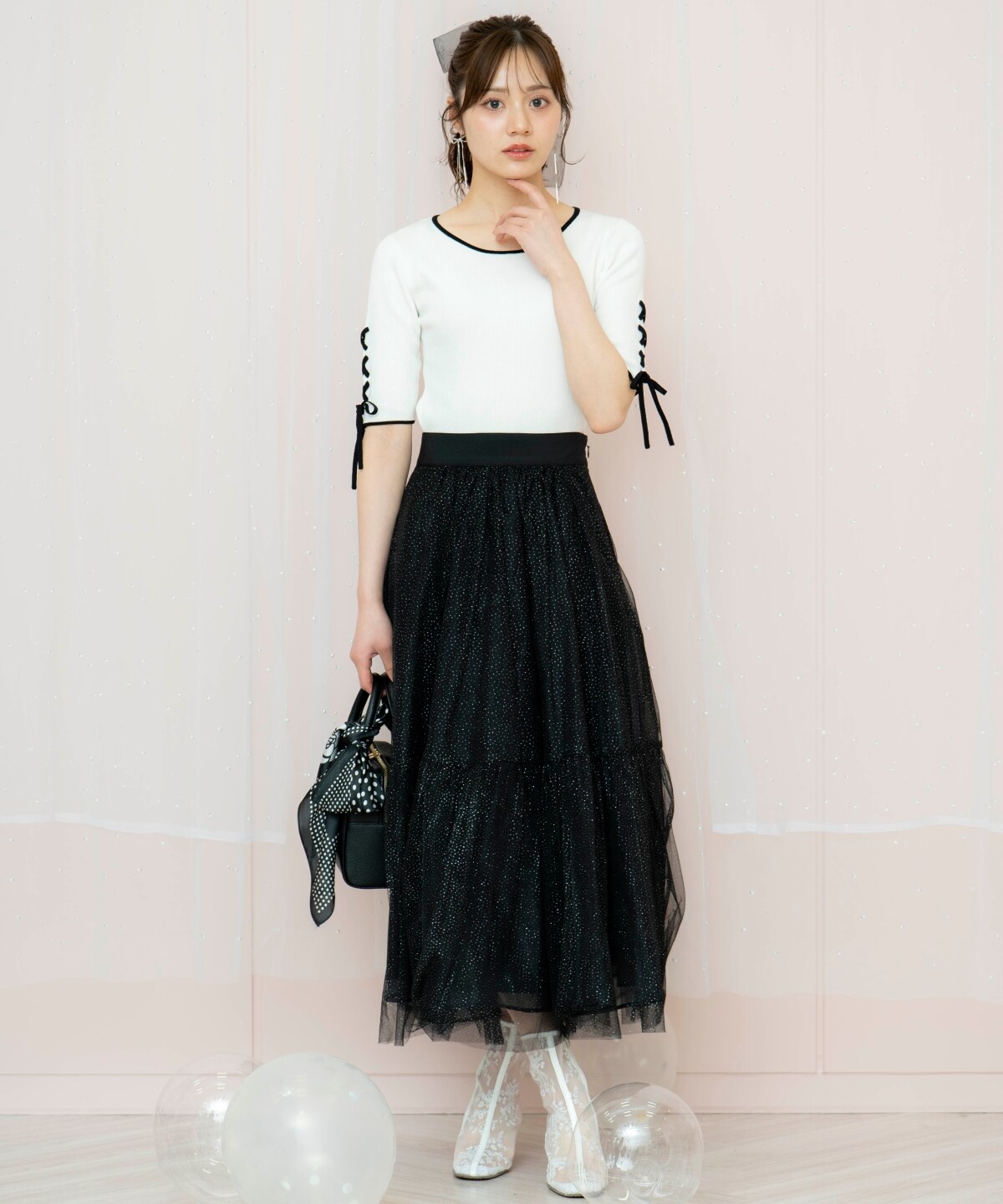 ラメチュールティアードスカート