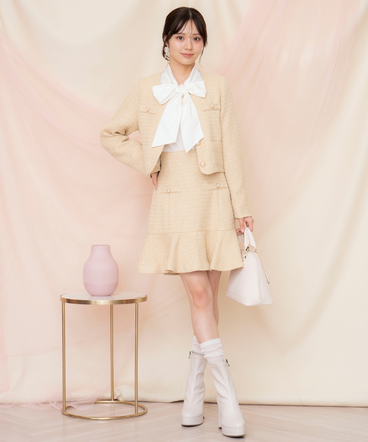 ラメツイードフレアミニスカート