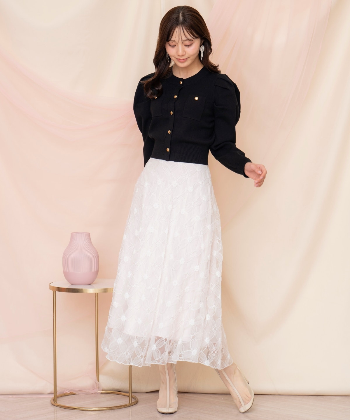 ポケットデザインタックスリーブカーディガン