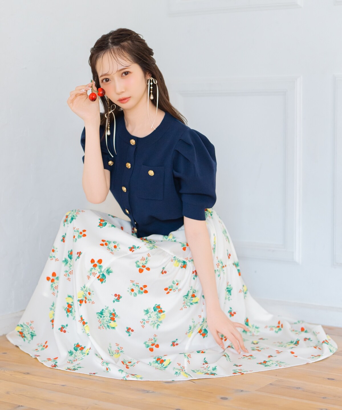 ポケットデザインパフカーディガン