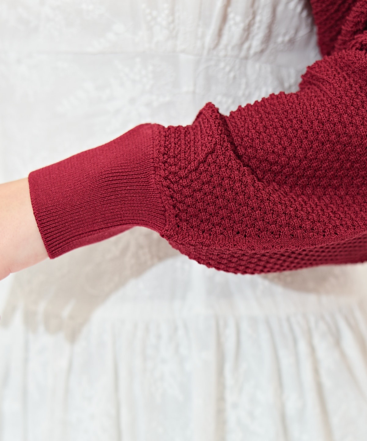 ショート丈柄編みボレロ