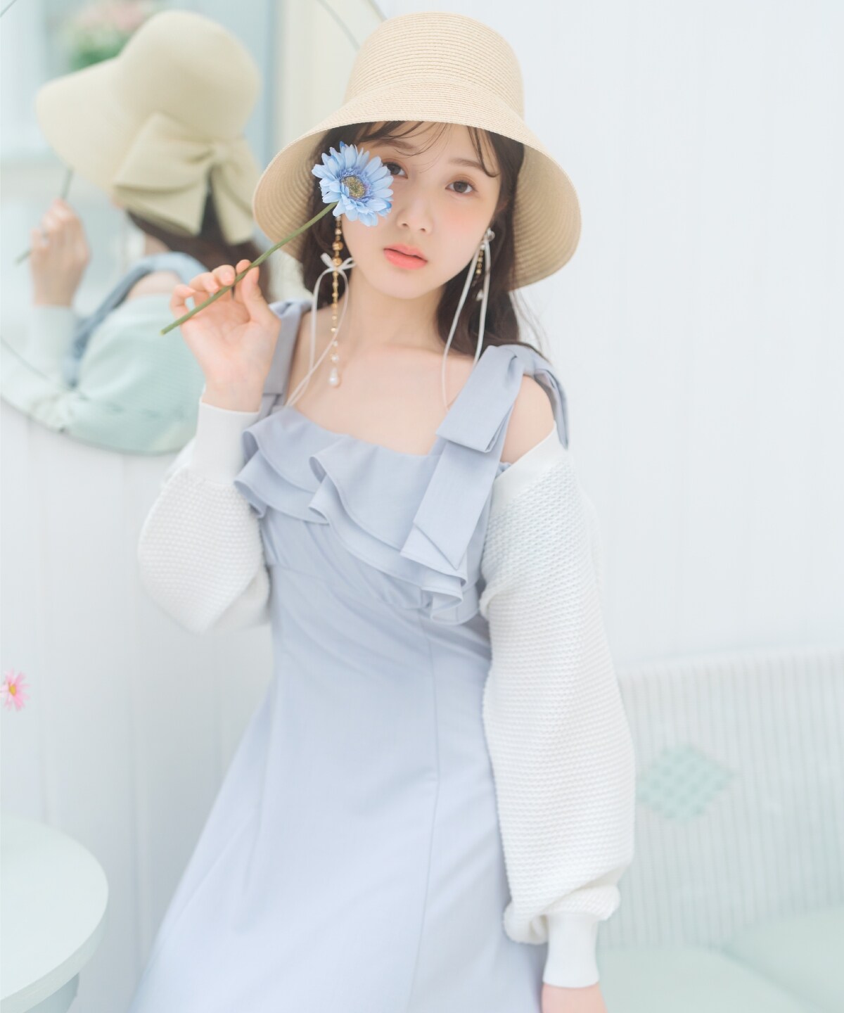 ショート丈柄編みボレロ