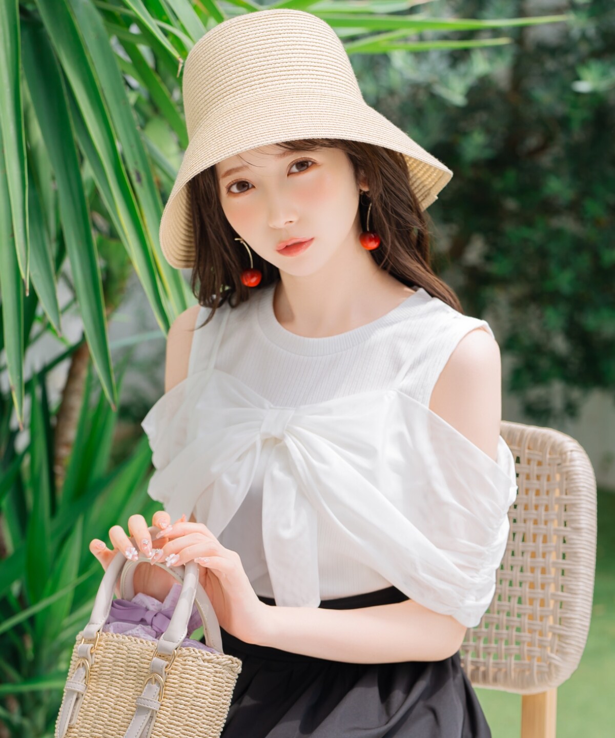 リボンレイヤードカットトップス