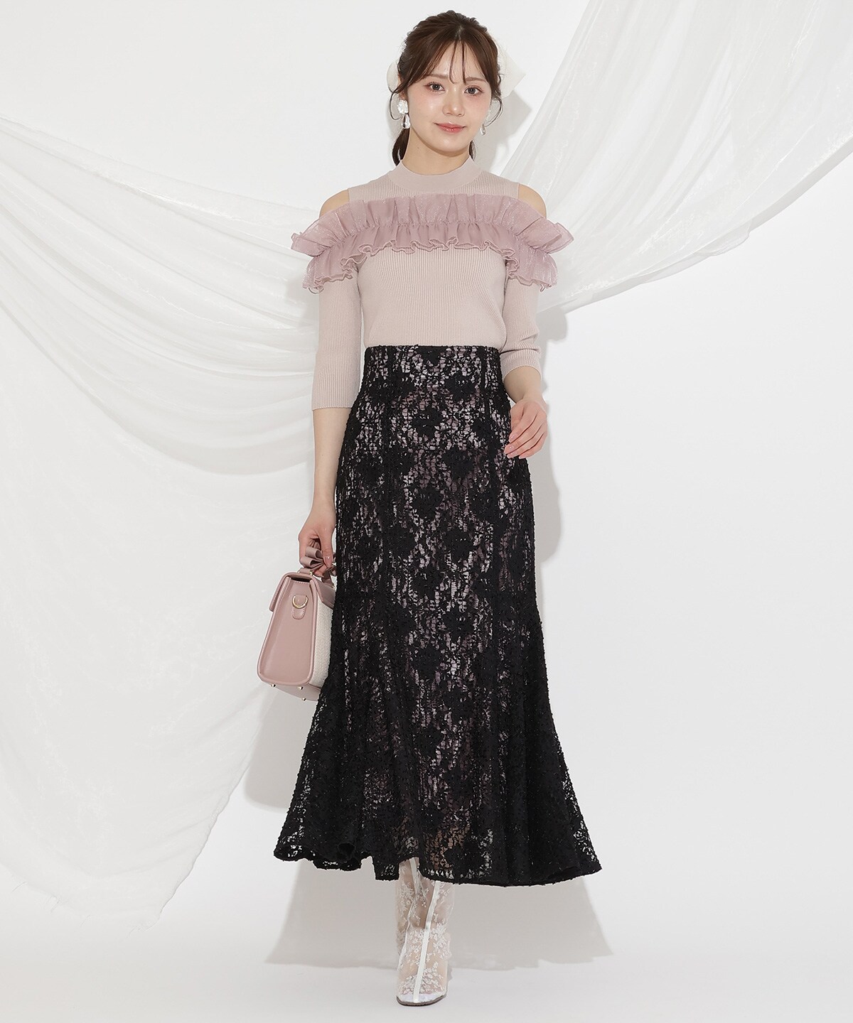 フリルドッキングリブニット