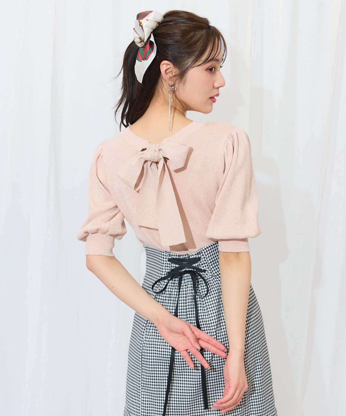 2WAYリボンラメニットプルオーバー