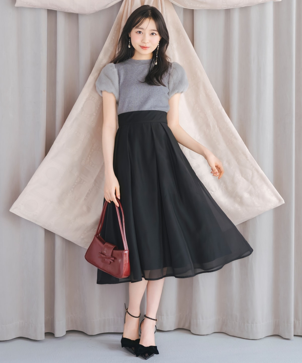 オーガンジータックフレアスカート