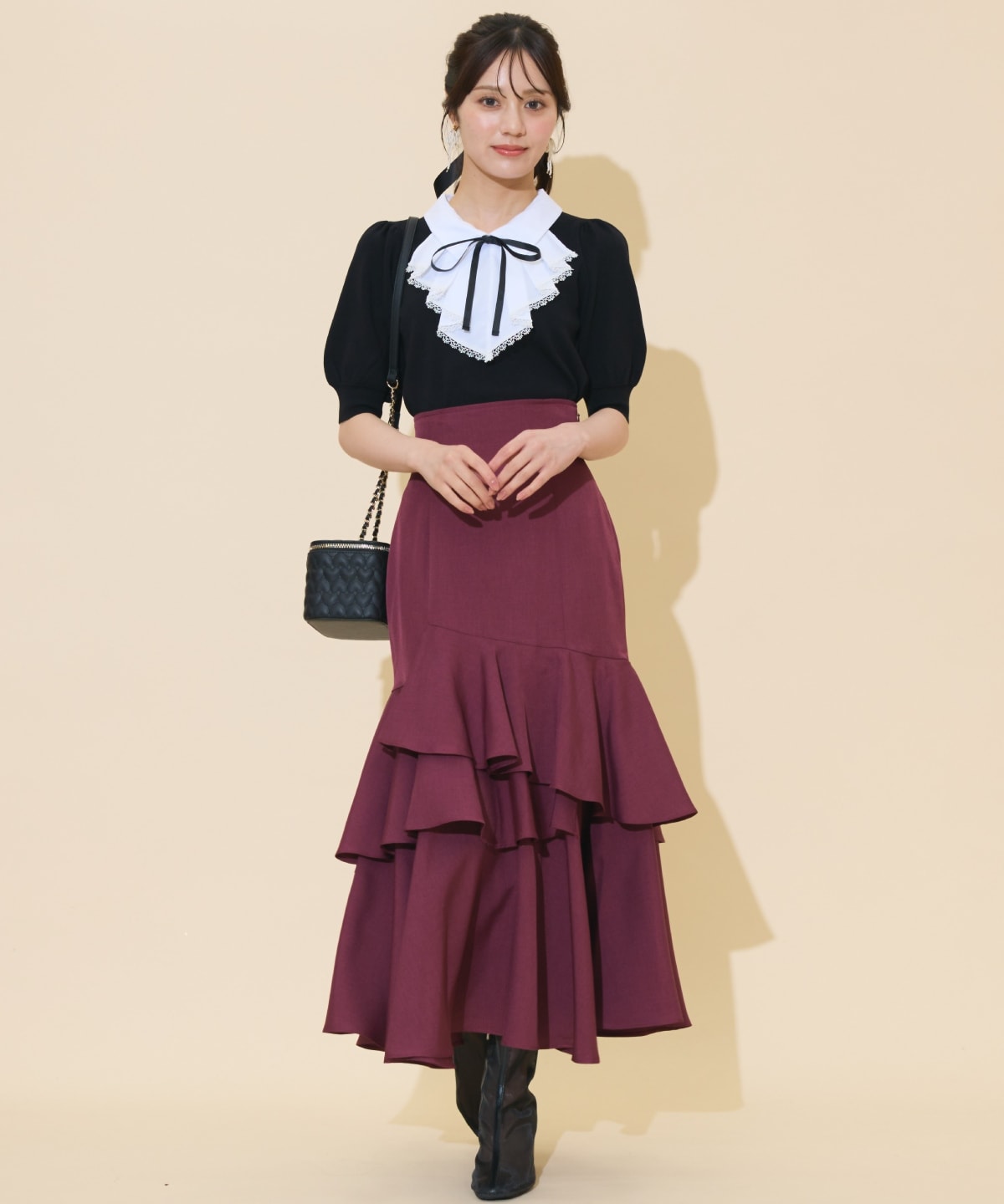 アシメレイヤードハイウエストスカート