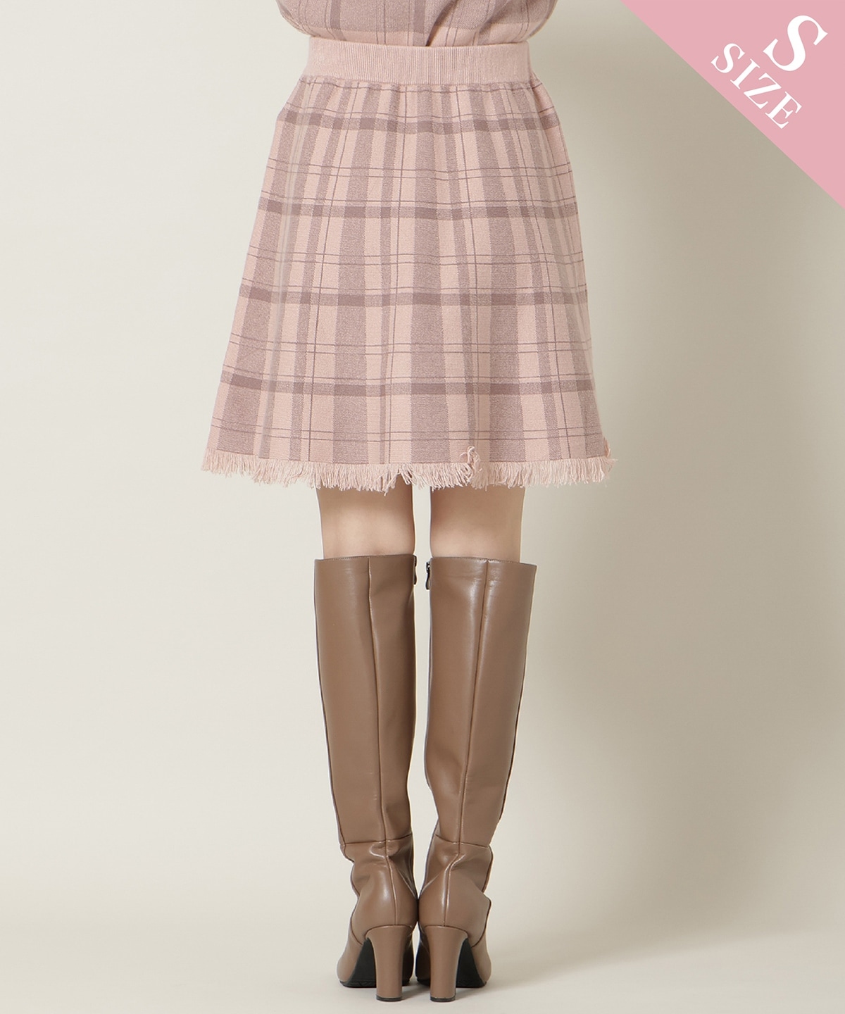 【新色追加】チェック柄ニットフレアスカート