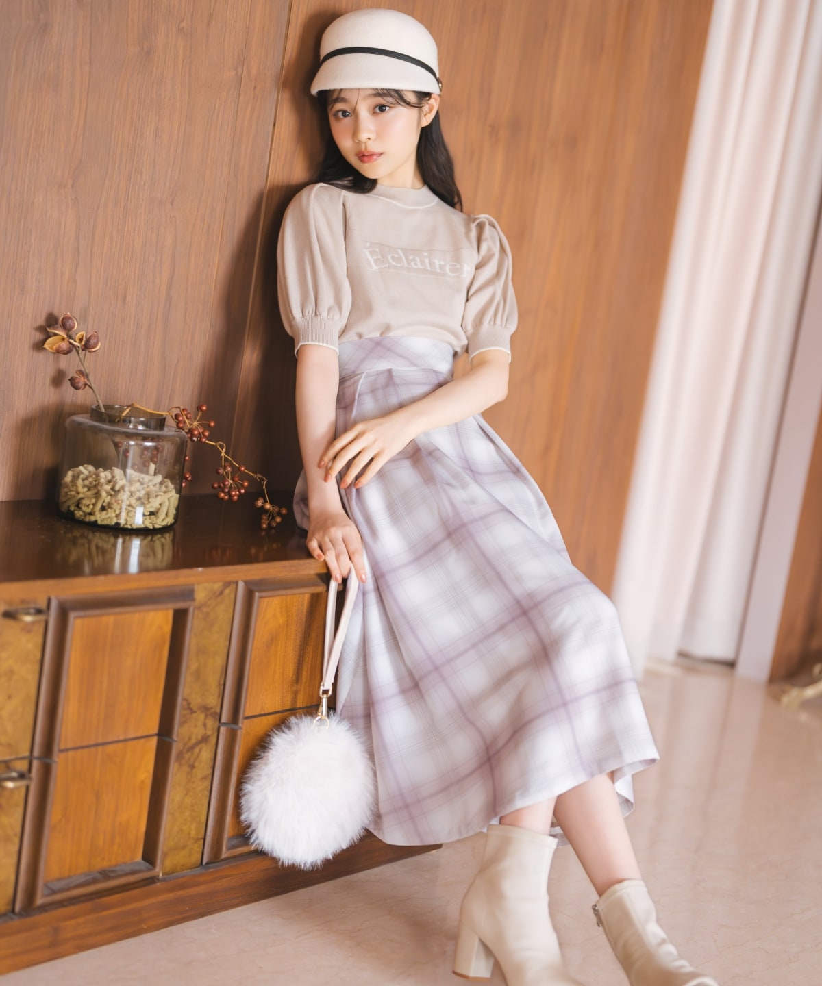 オリジナルチェックタックフレアスカート