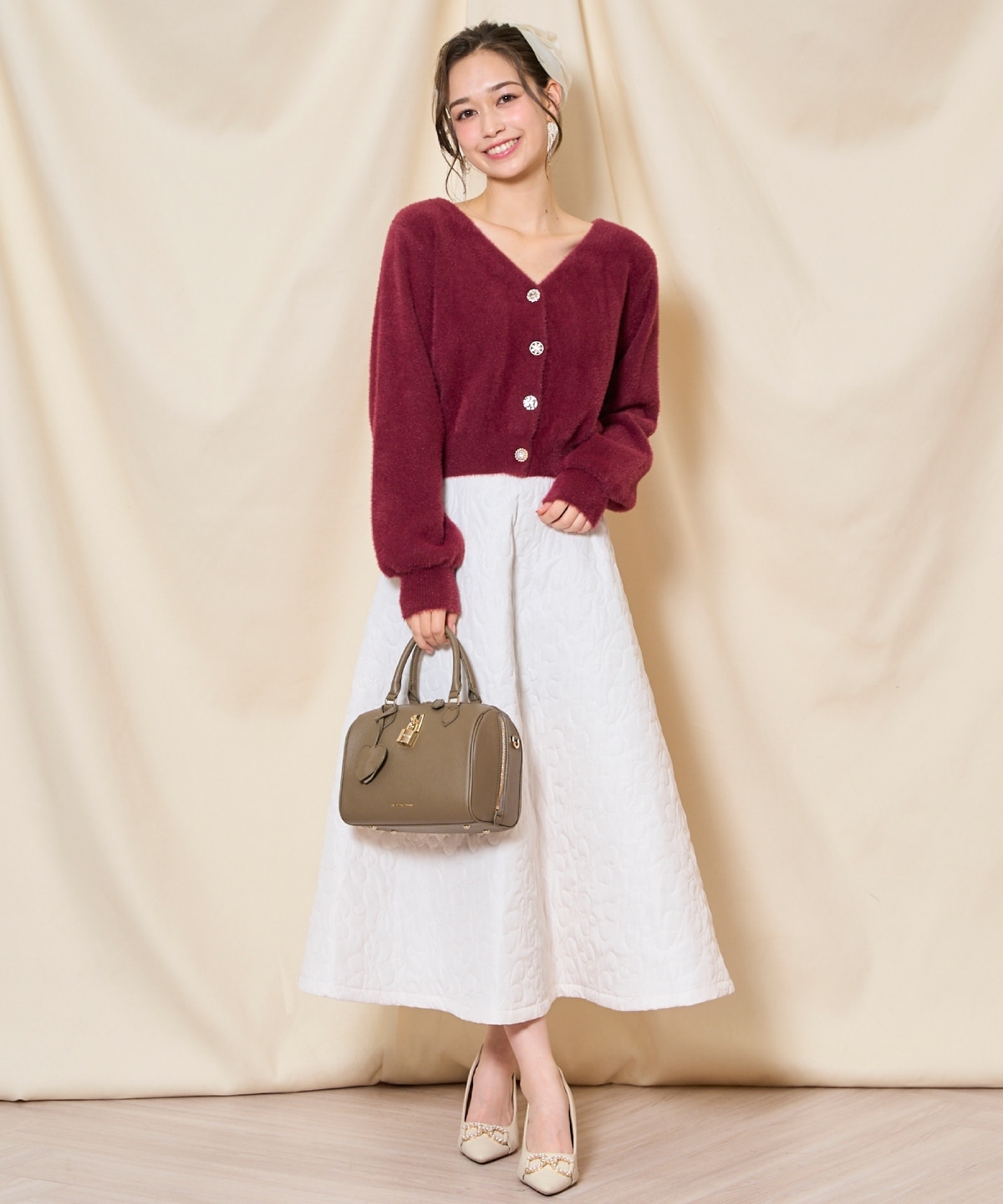 キルティングボリュームフレアスカート