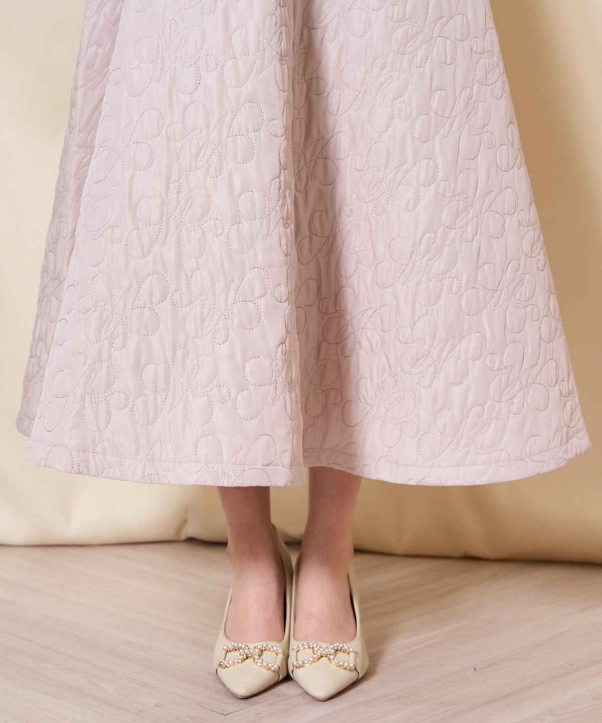 キルティングボリュームフレアスカート