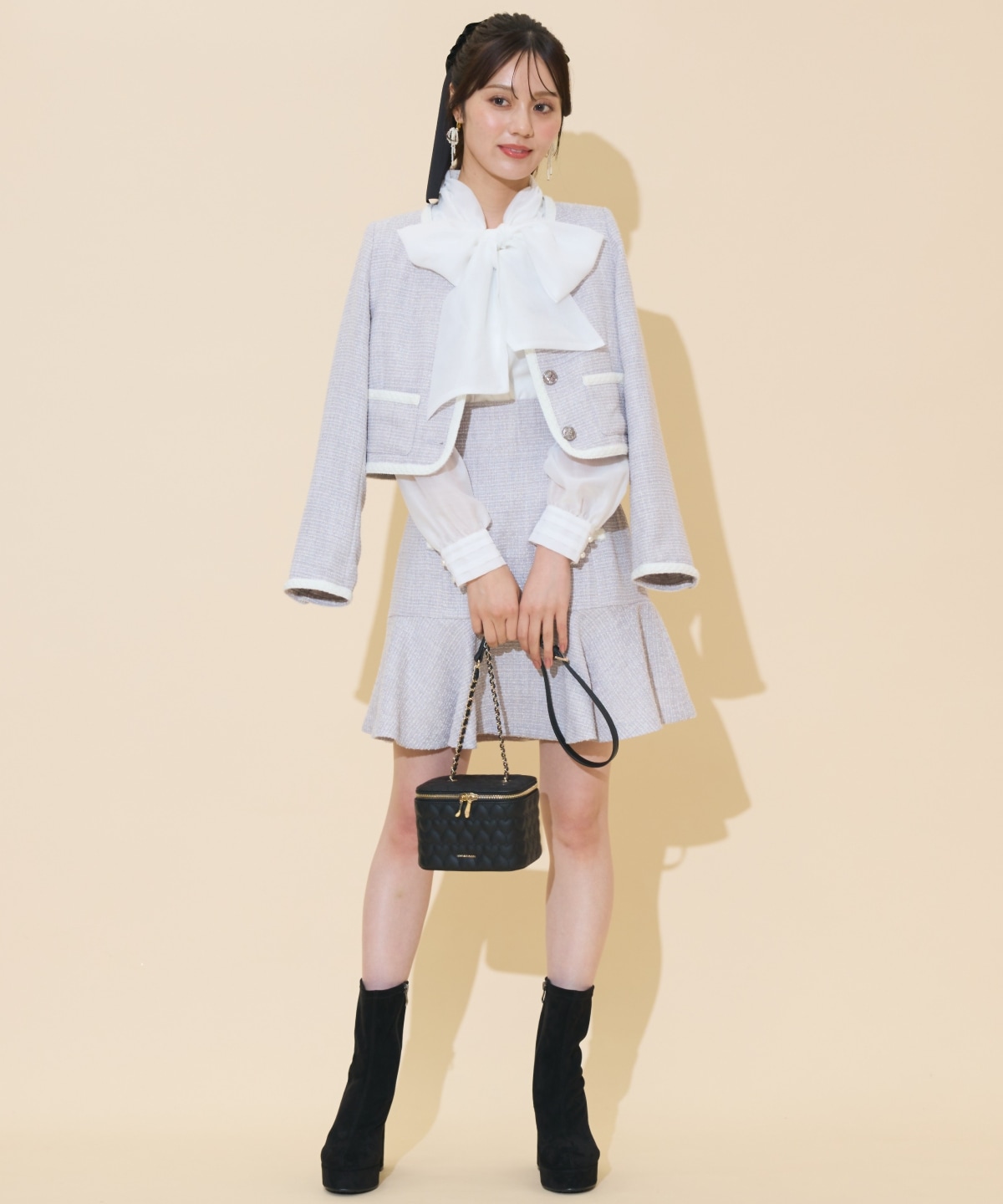 ブレードデザインツイードミニスカート