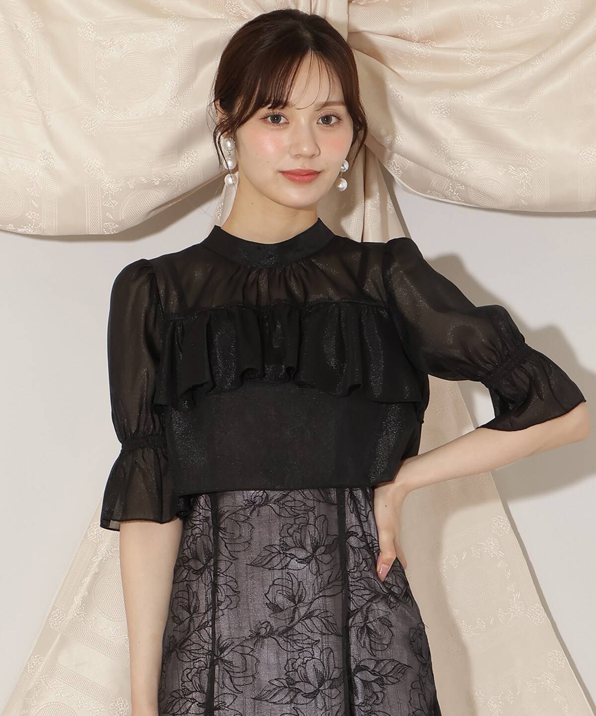 フリル切り替えシフォンブラウス(F ベージュ): WILLSELECTION