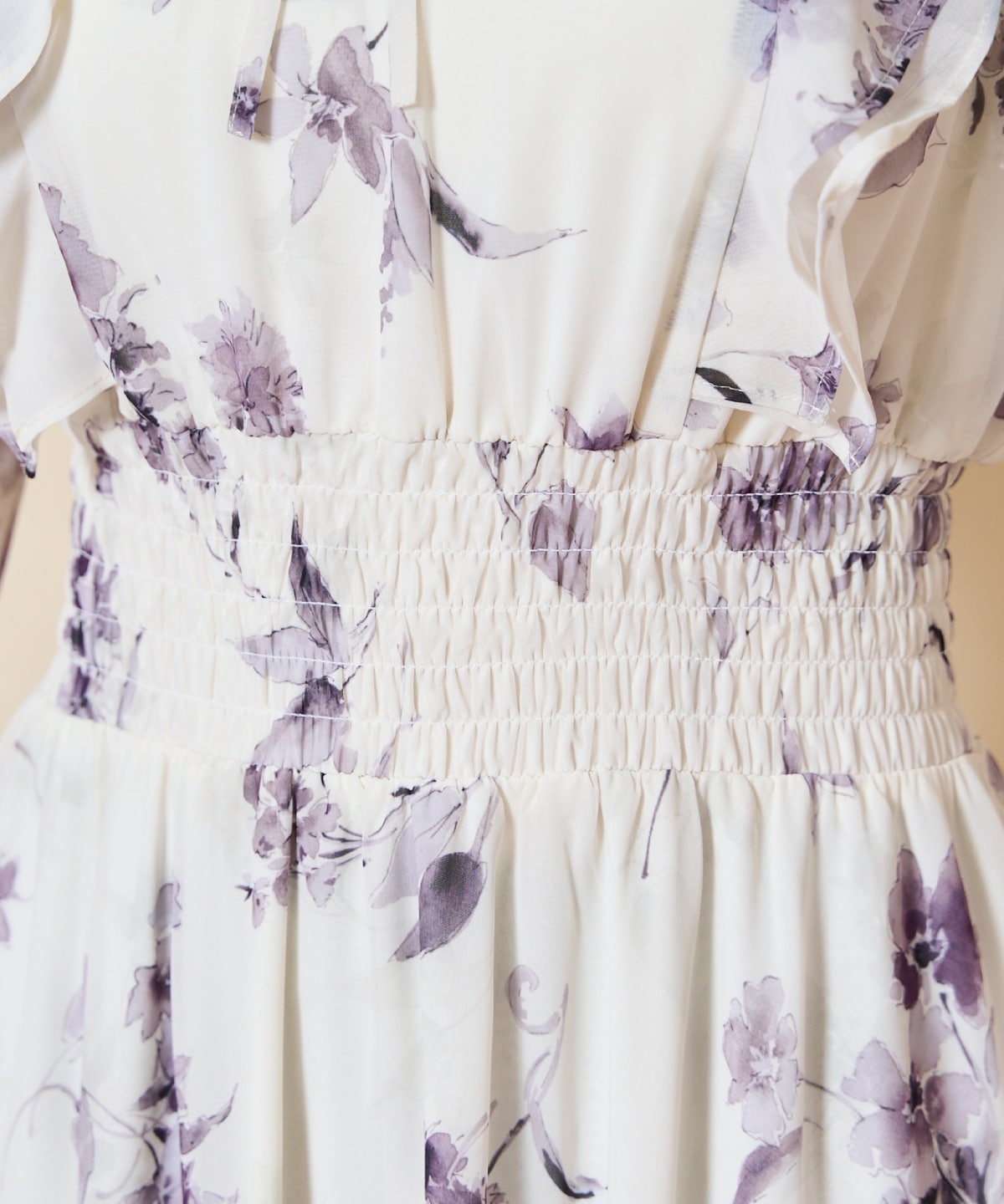 フラワープリントウエストシャーリングワンピース