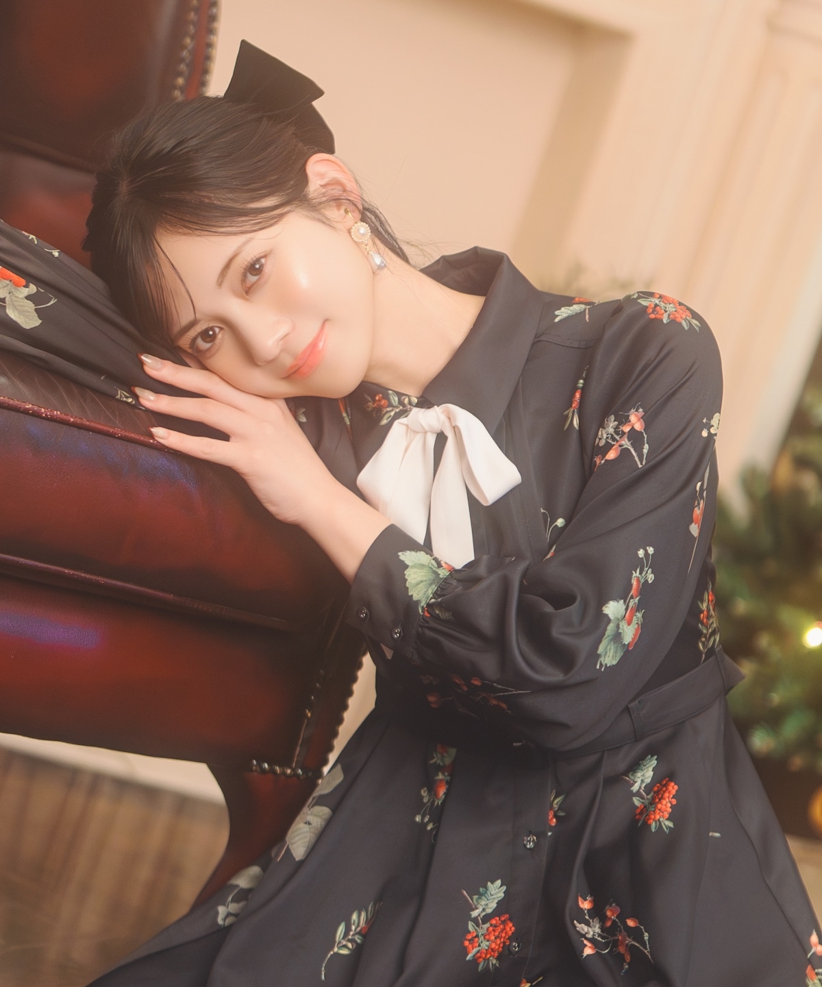 【12/5(fri)10時発売】ウィンターボタニカルリボンタイワンピース