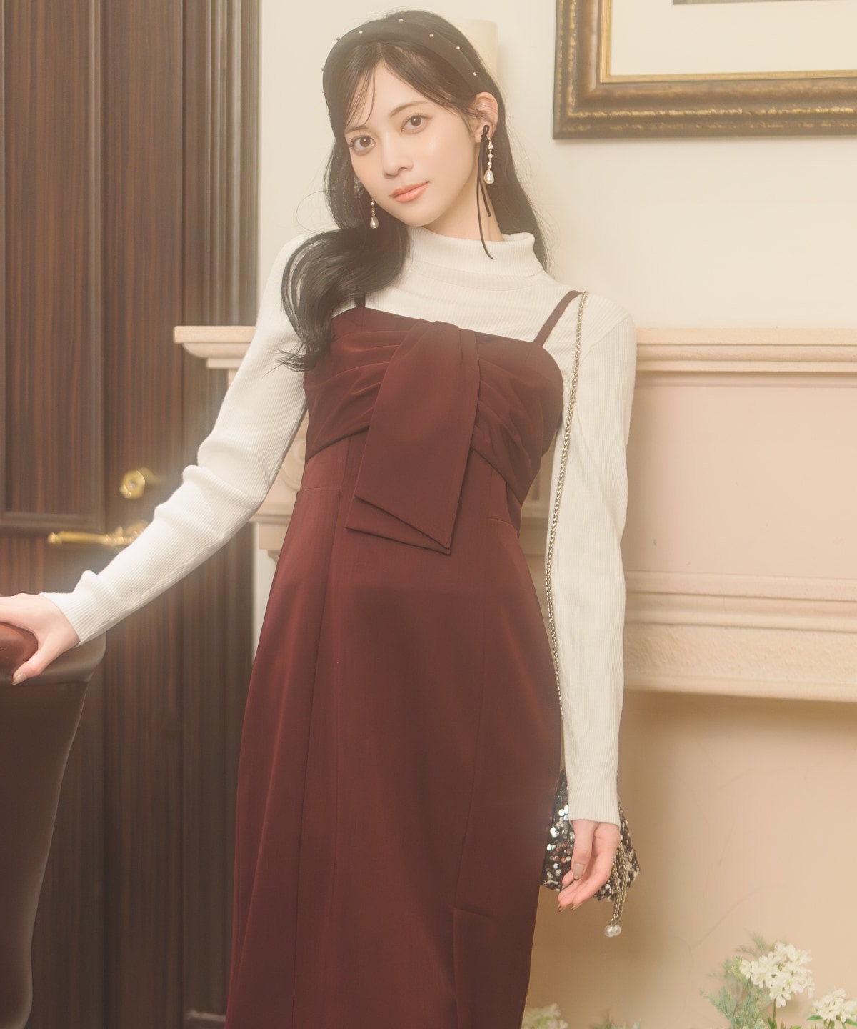 リボンデザインIラインワンピース