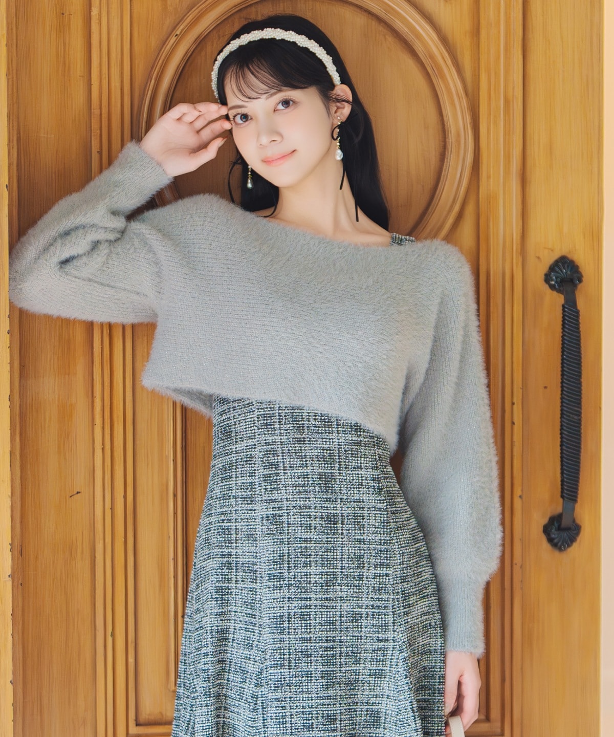 【12/5(fri)10時発売】カットツイードワンピース×フェザーニットSET