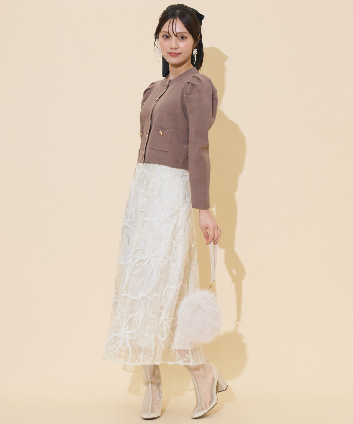 タックスリーブニットカーディガン