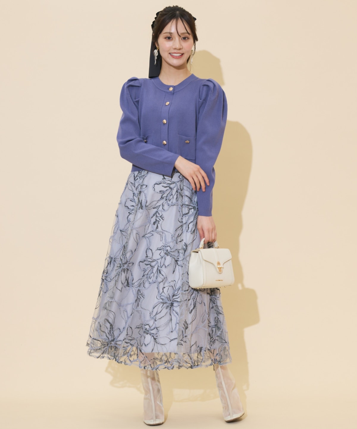 タックスリーブニットカーディガン