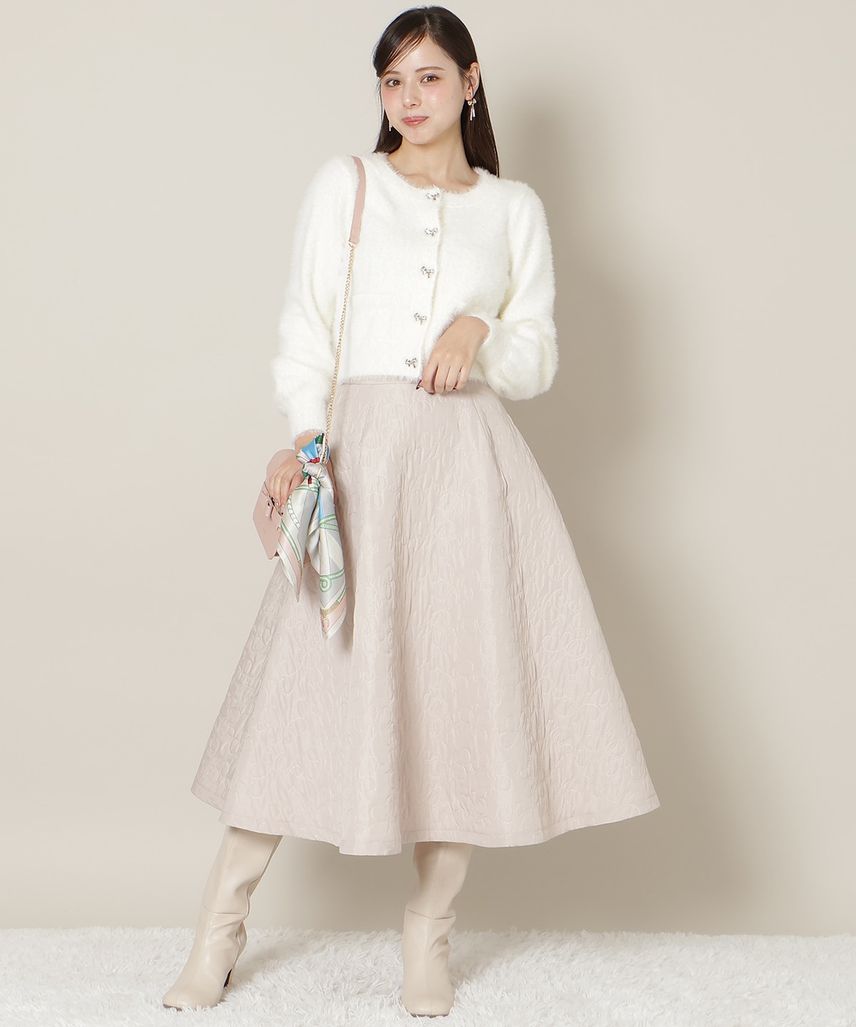 【1/1(thu)10時発売 New Year's Item】リボンボタンフェザーカーディガン