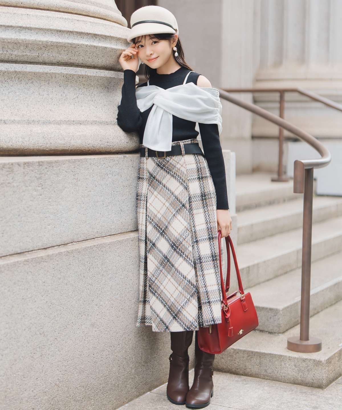 リボンビスチェドッキングリブニット