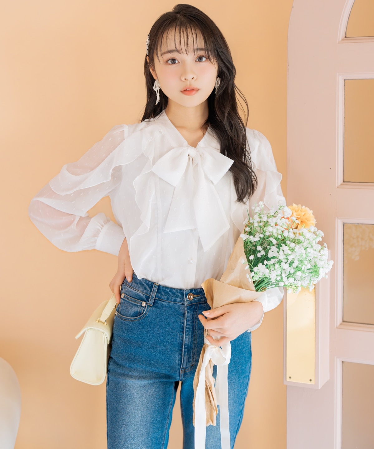 ドビードットフリルブラウス