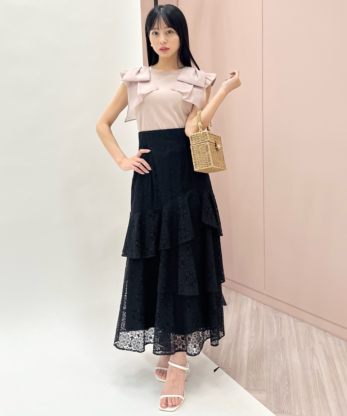 アシメティアードレーススカート